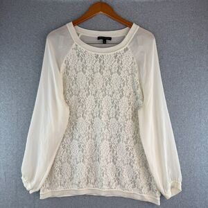 Banana Republic Ivory Lace Long Sleeve Sweater Minimalist Business Casual XL